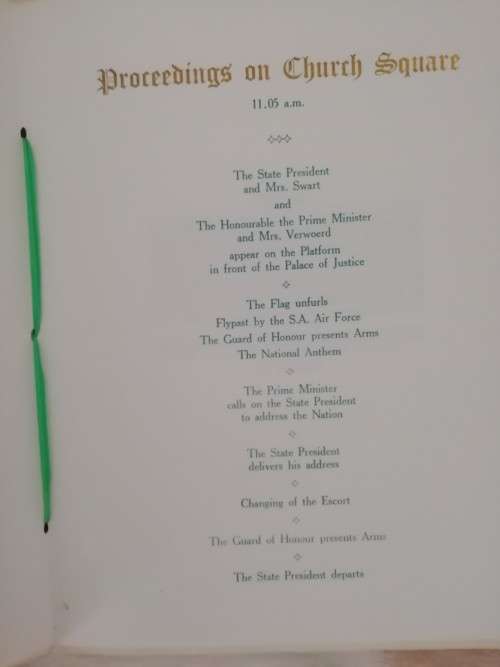 Booklet - The inauguration of the first State President of the Republic of South Africa- 31 May 1961